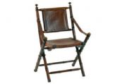 Teak Leather Bamboo Campaign Chair